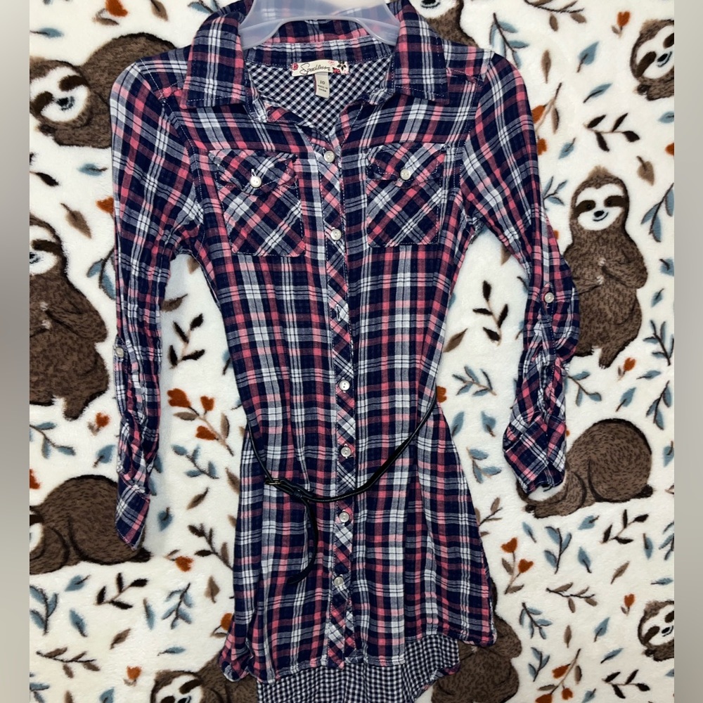 Speechless Dresses | Girls Flannel Button Down Dress |